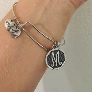 Initial M Bracelet with 3 charms